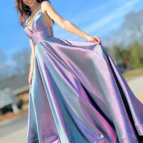 Ashley Lauren Metallic Shimmery A-Line Dress - Picture 7 of 8